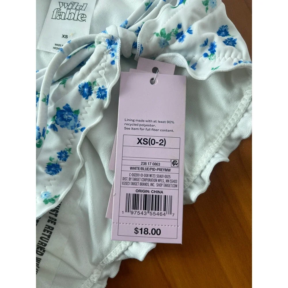 Wild Fable 2-piece‎ Floral Ruffle Bikini Set Triangle Top High Leg Bottom XS